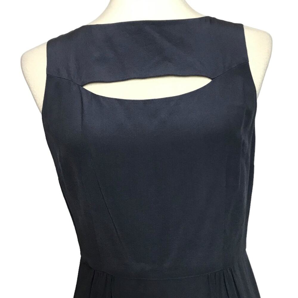Ulla Johnson Silk Charcoal Grey Beateu Neckline Cut Out Midi Cocktail Dress S - Picture 2 of 12